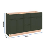 Modernform Cabinet Slim Sage Green 60" W X 34 1/2" H X 21" D Combo Cabinet 4 Doors/3 Drawers/2 False Front
