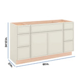 Modernform Cabinet Slim Dove White 60" W X 34 1/2" H X 21" D Combo Cabinet 2 Doors/6 Drawers/1 False Front