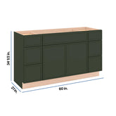 Modernform Cabinet Slim Sage Green 60" W X 34 1/2" H X 21" D Combo Cabinet 2 Doors/6 Drawers/1 False Front