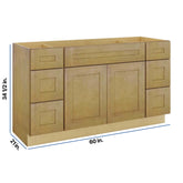 Modernform Cabinet Natural Shaker 60" W X 34 1/2" H X 21" D Combo Cabinet 2 Doors/6 Drawers/1 False Front