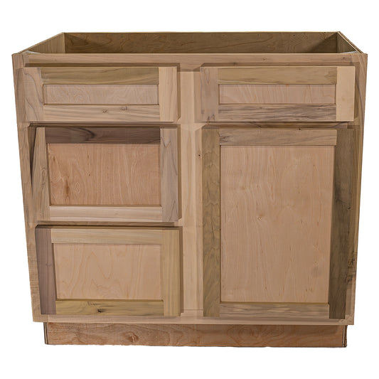 36 in. Sink and Drawer Base Vanity Bathroom Cabinet in Unfinished Poplar | Shaker Style