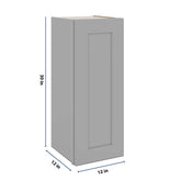J&K Castle Grey S5 Single Door Wall Cabinet - 12" W x 30" H
