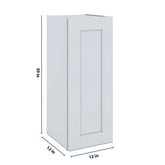 J&K White Shaker S8 Single Door Wall Cabinet - 12" W x 30" H