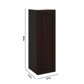 J&K Espresso K8 Single Door Wall Cabinet - 12" W x 36" H
