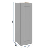 J&K Castle Grey S5 Single Door Wall Cabinet - 12" W x 36" H