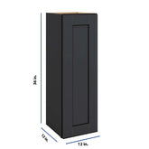 Modernform Cabinet Onyx Black Shaker 12" W X 36" H X 12" D Single Door Wall Cabinet