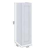 J&K White Shaker S8 Single Door Wall Cabinet - 12" W x 42" H