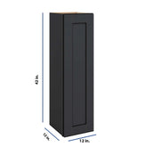 Modernform Cabinet Onyx Black Shaker 12" W X 42" H X 12" D Single Door Wall Cabinet