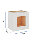 Modernform Cabinet White Shaker 15" W X 15" H X 12" D Single Glass Door Wall Cabinet