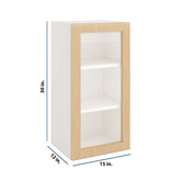 Modernform Cabinet Natural Oak 15" W X 30" H X 12" D Single Glass Door Wall Cabinet