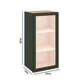 Modernform Cabinet Slim Sage Green 15" W X 30" H X 12" D Single Glass Door Wall Cabinet