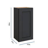 Modernform Cabinet Onyx Black Shaker 15" W X 30" H X 12" D Single Door Wall Cabinet