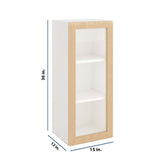 Modernform Cabinet Natural Oak 15" W X 36" H X 12" D Single Glass Door Wall Cabinet