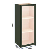Modernform Cabinet Slim Sage Green 15" W X 36" H X 12" D Single Glass Door Wall Cabinet