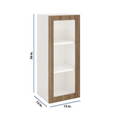Modernform Cabinet Walnut 15" W X 36" H X 12" D Single Glass Door Wall Cabinet
