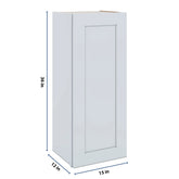 J&K White Shaker S8 Single Door Wall Cabinet - 15" W x 36" H