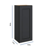 Modernform Cabinet Onyx Black Shaker 15" W X 36" H X 12" D Single Door Wall Cabinet