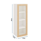 Modernform Cabinet Natural Oak 15" W X 42" H X 12" D Single Glass Door Wall Cabinet