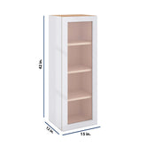 Modernform Cabinet Gloss White 15" W X 42" H X 12" D Single Glass Door Wall Cabinet