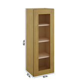 Modernform Cabinet Natural Shaker 15" W X 42" H X 12" D Single Glass Door Wall Cabinet