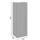 J&K Castle Grey S5 Single Door Wall Cabinet - 15" W x 42" H
