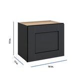 Modernform Cabinet Onyx Black Shaker 18" W X 15" H X 12" D Single Door Wall Cabinet
