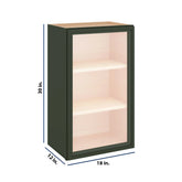 Modernform Cabinet Slim Sage Green 18" W X 30" H X 12" D Single Glass Door Wall Cabinet