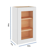 Modernform Cabinet White Shaker 18" W X 30" H X 12" D Single Glass Door Wall Cabinet