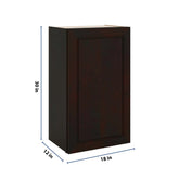 J&K Espresso K8 Single Door Wall Cabinet - 18" W x 30" H