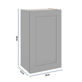 J&K Castle Grey S5 Single Door Wall Cabinet - 18" W x 30" H