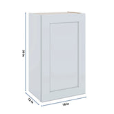 J&K White Shaker S8 Single Door Wall Cabinet - 18" W x 30" H