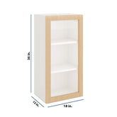 Modernform Cabinet Natural Oak 18" W X 36" H X 12" D Single Glass Door Wall Cabinet