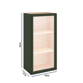 Modernform Cabinet Slim Sage Green 18" W X 36" H X 12" D Single Glass Door Wall Cabinet