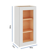 Modernform Cabinet White Shaker 18" W X 36" H X 12" D Single Glass Door Wall Cabinet