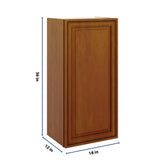 J&K Mocha Glazed K10 Single Door Wall Cabinet - 18" W x 36" H