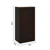 J&K Espresso K8 Single Door Wall Cabinet - 18" W x 36" H