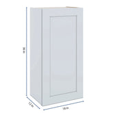 J&K White Shaker S8 Single Door Wall Cabinet - 18" W x 36" H