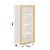 Modernform Cabinet Natural Oak 18" W X 42" H X 12" D Single Glass Door Wall Cabinet