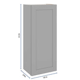 J&K Castle Grey S5 Single Door Wall Cabinet - 18" W x 42" H