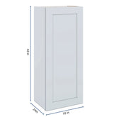 J&K White Shaker S8 Single Door Wall Cabinet - 18" W x 42" H