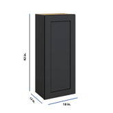 Modernform Cabinet Onyx Black Shaker 18" W X 42" H X 12" D Single Door Wall Cabinet