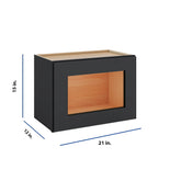Modernform Cabinet Onyx Black Shaker 21" W X 15" H X 12" D Single Glass Door Wall Cabinet