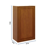 J&K Mocha Glazed K10 Single Door Wall Cabinet - 21" W x 36" H