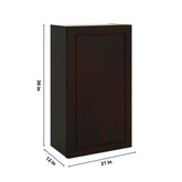 J&K Espresso K8 Single Door Wall Cabinet - 21" W x 36" H