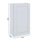 J&K White Shaker S8 Single Door Wall Cabinet - 21" W x 36" H