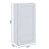 J&K White Shaker S8 Single Door Wall Cabinet - 21" W x 42" H