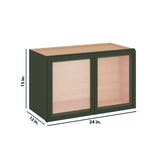 Modernform Cabinet Slim Sage Green 24" W X 15" H X 12" D Double Glass Door Wall Cabinet