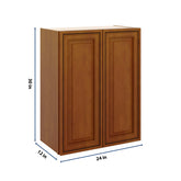 J&K Mocha Glazed K10 Double Door Wall Cabinet - 24" W x 30" H