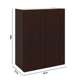 J&K Java Coffee S1 Double Door Wall Cabinet - 24" W x 30" H