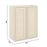 J&K Pearl Glazed H9 Double Door Wall Cabinet - 24" W x 30" H
